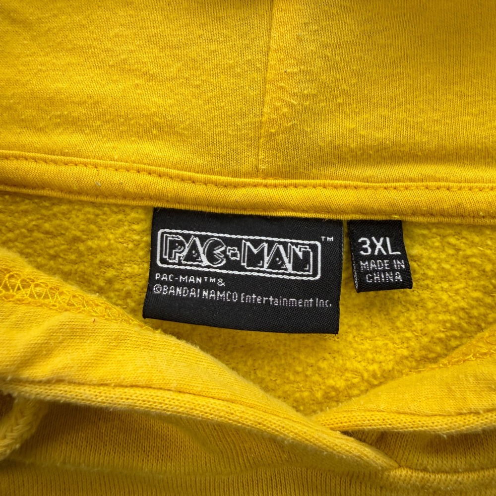 Pac-Man Hoodie Mens 3XL Yellow Patch Pullover Retro Gaming Bandai Namco - Picture 4 of 7